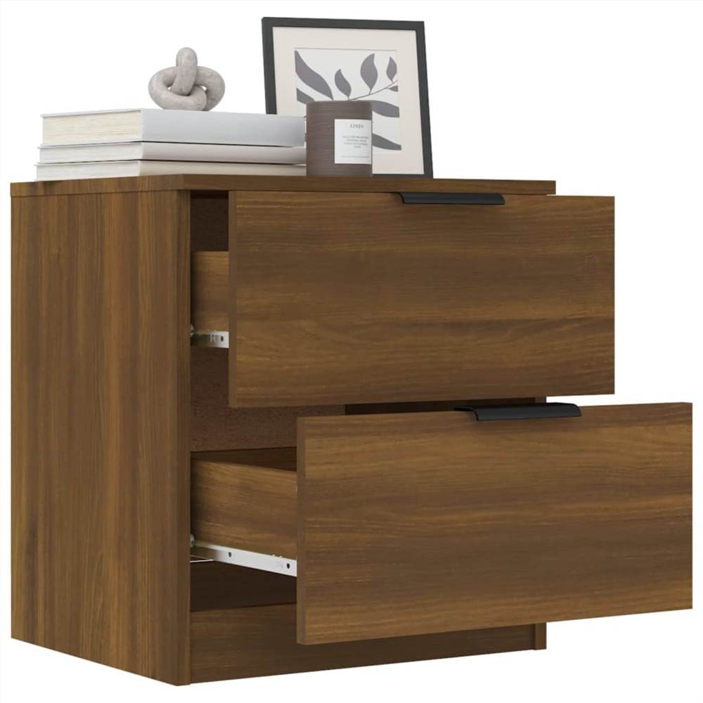 Bedside Cabinet Brown Oak Engineered Wood