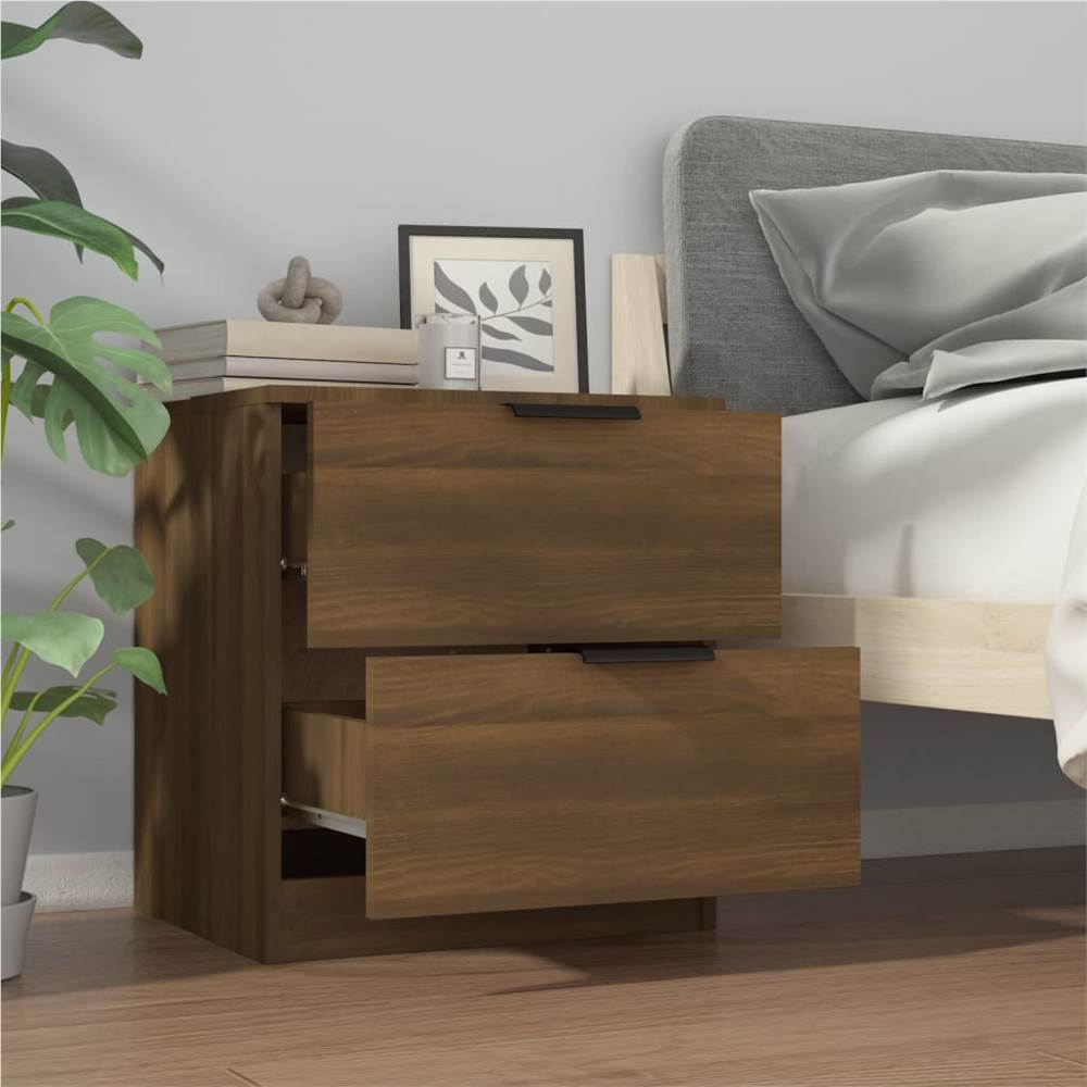 Bedside Cabinet Brown Oak Engineered Wood