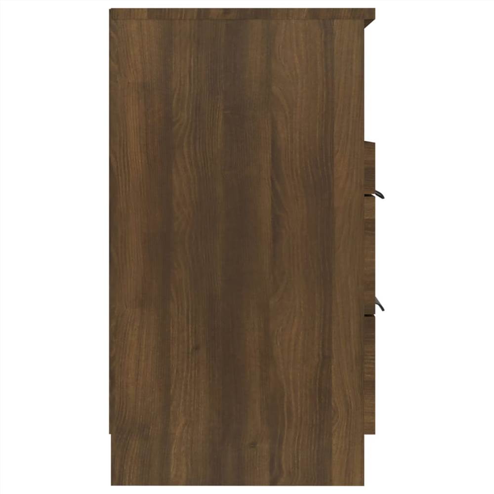 Bedside Cabinet Brown Oak Engineered Wood
