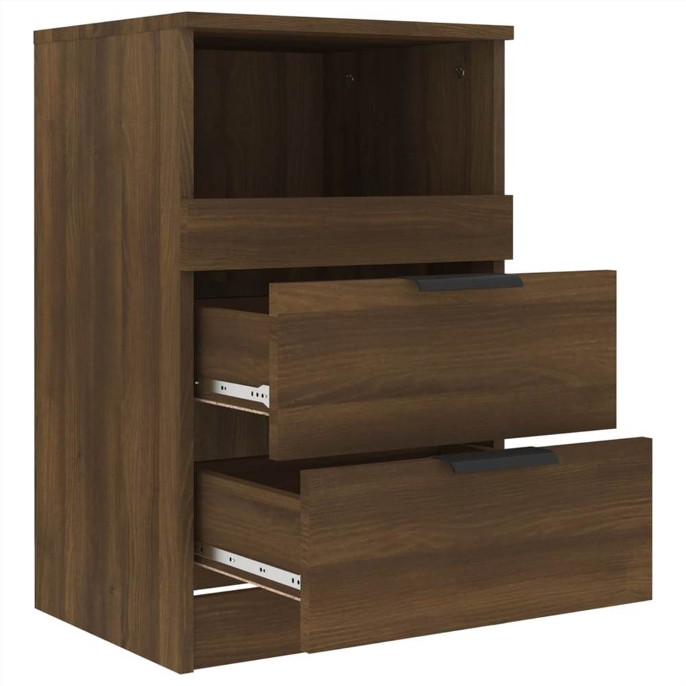 Bedside Cabinet Brown Oak Engineered Wood