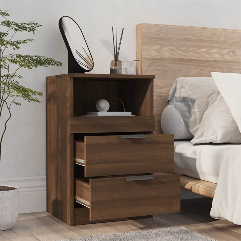 Bedside Cabinet Brown Oak Engineered Wood