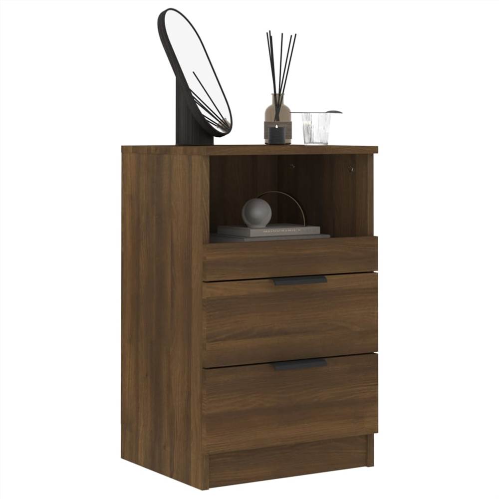 Bedside Cabinet Brown Oak Engineered Wood
