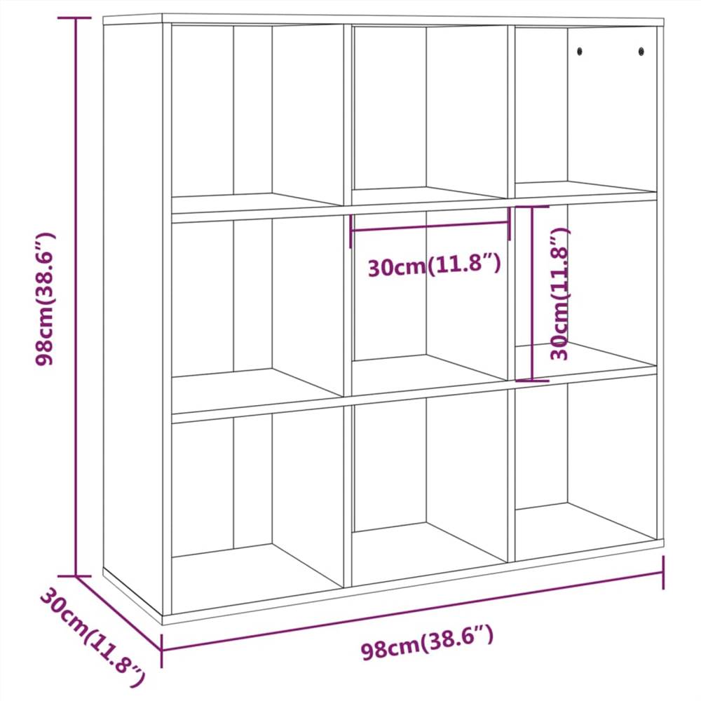 Book Cabinet Grey Sonoma 98x30x98 cm