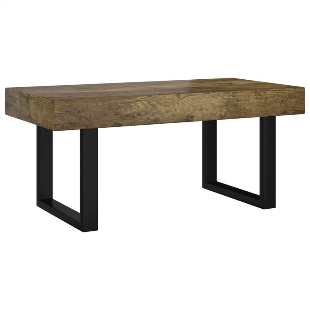 Coffee Table Dark Brown and Black 90x45x40 cm MDF and Iron
