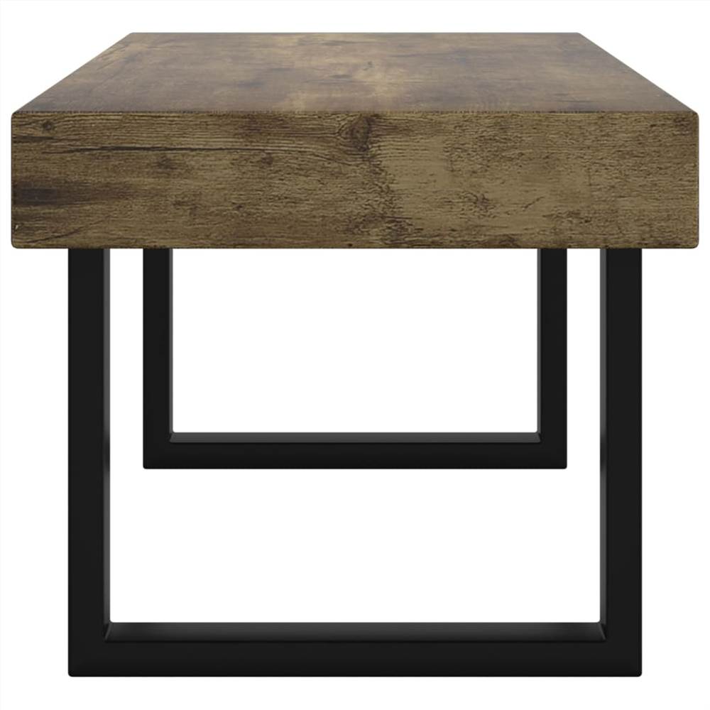 Coffee Table Dark Brown and Black 90x45x40 cm MDF and Iron