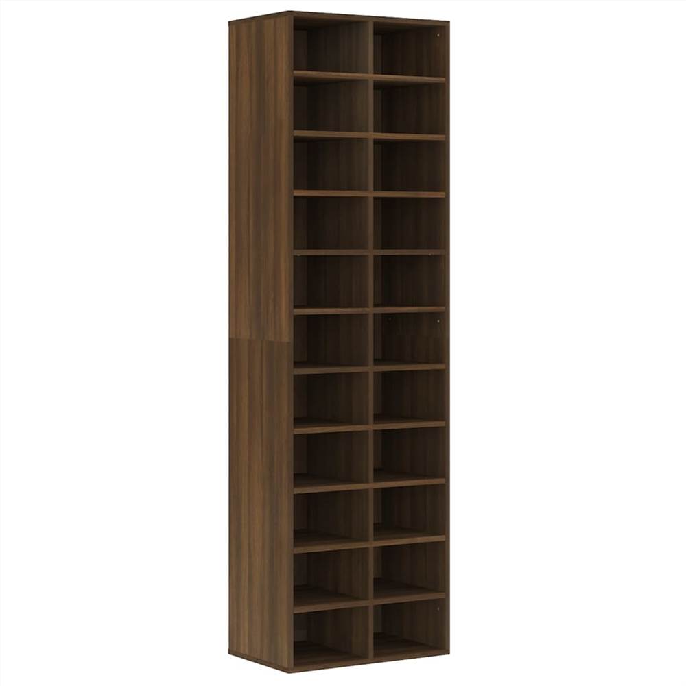 Shoe Cabinet Brown Oak 54x34x183 cm Engineered Wood