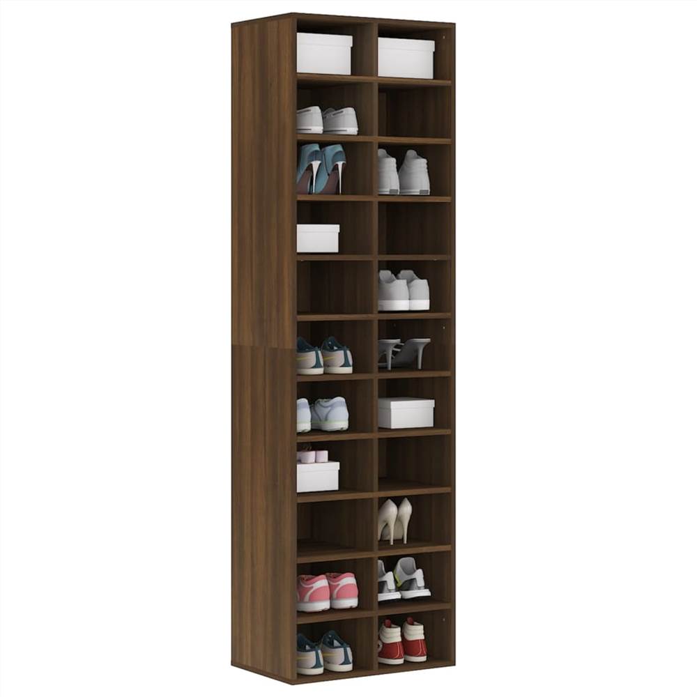 Shoe Cabinet Brown Oak 54x34x183 cm Engineered Wood