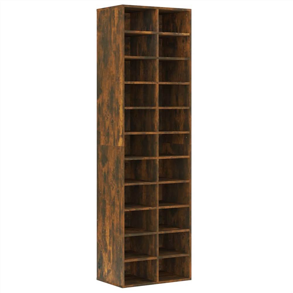Shoe Cabinet Smoked Oak 54x34x183 cm Engineered Wood