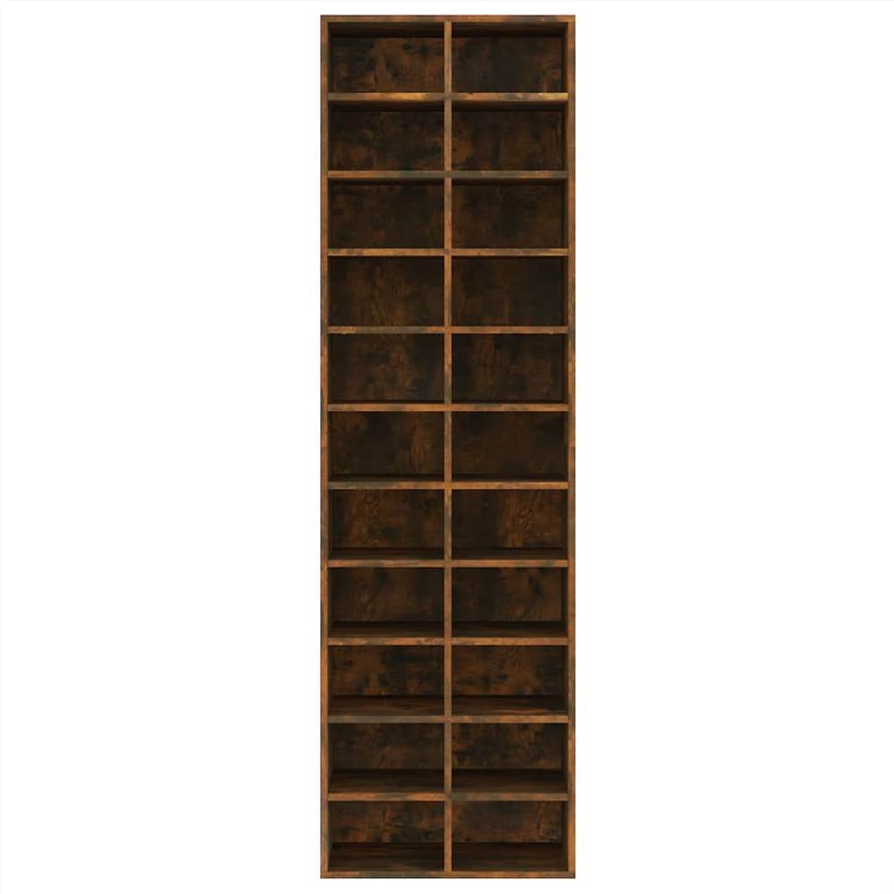 Shoe Cabinet Smoked Oak 54x34x183 cm Engineered Wood