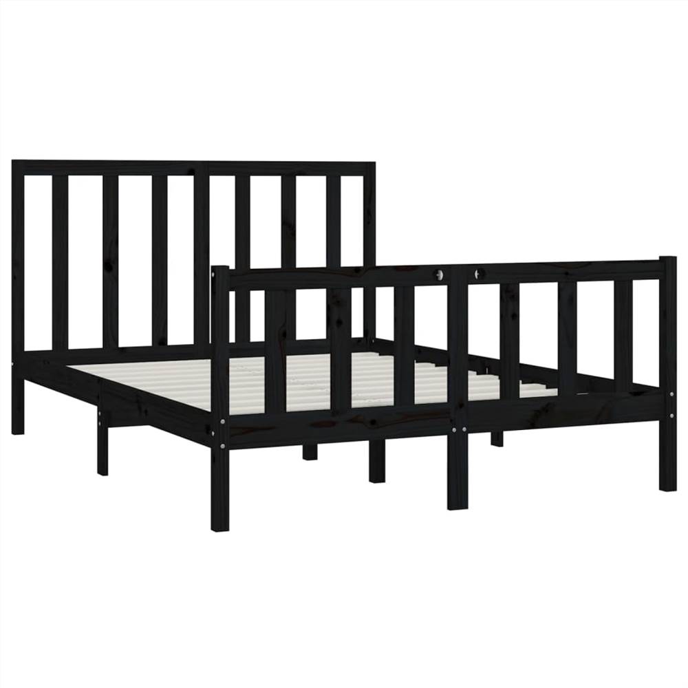 Bed Frame Black Solid Wood 160x200 cm