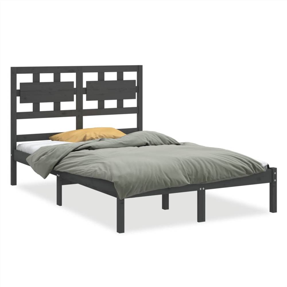 Bed Frame Grey Solid Wood 150x200 cm 5FT King Size