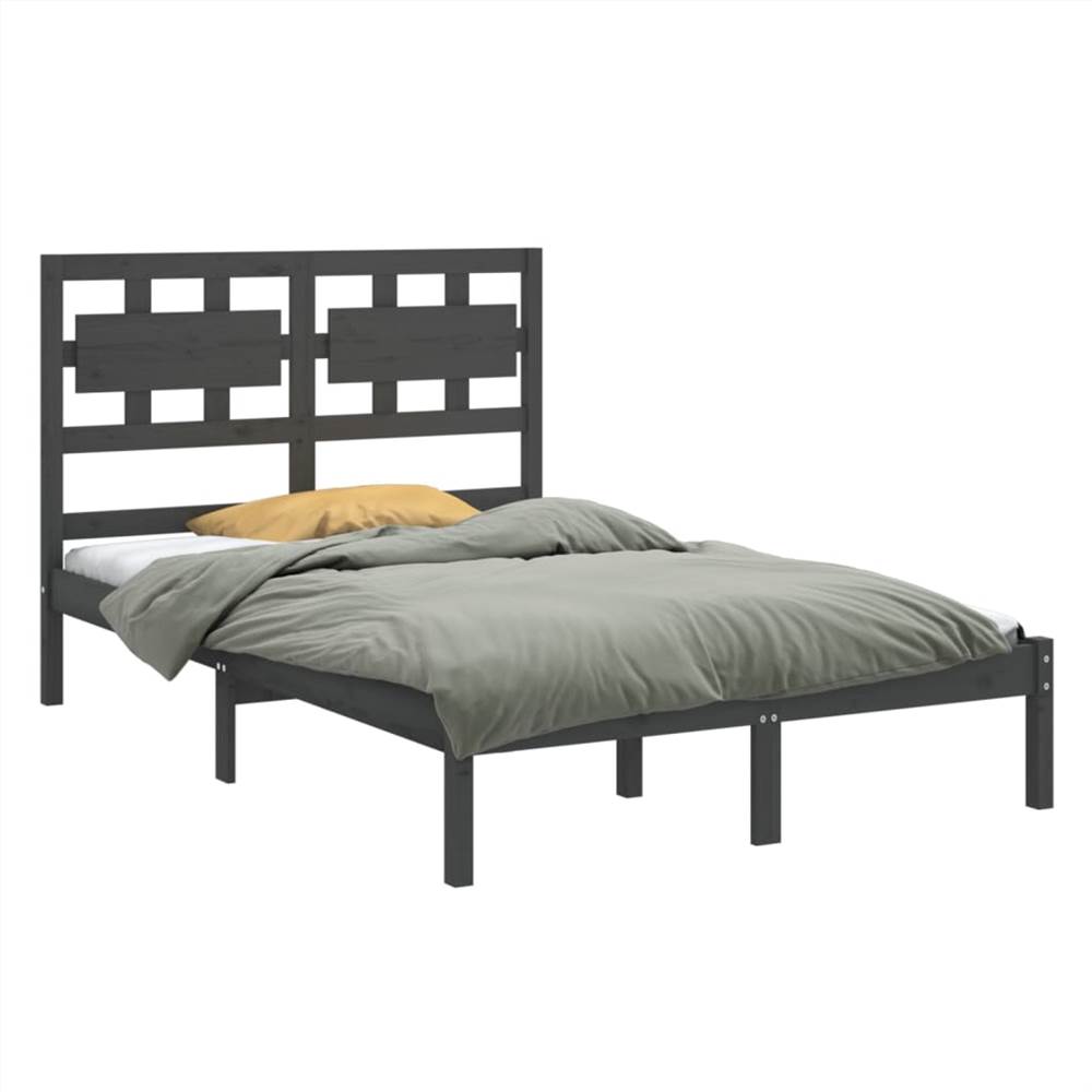 Bed Frame Grey Solid Wood 150x200 cm 5FT King Size