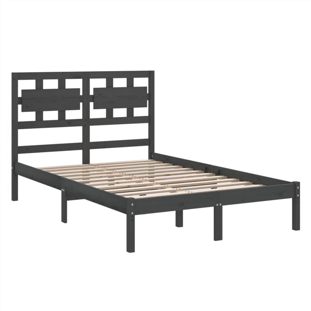 Bed Frame Grey Solid Wood 150x200 cm 5FT King Size
