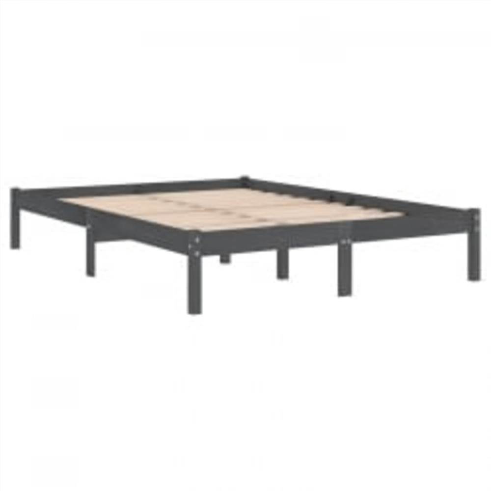 Bed Frame Grey Solid Wood 150x200 cm 5FT King Size