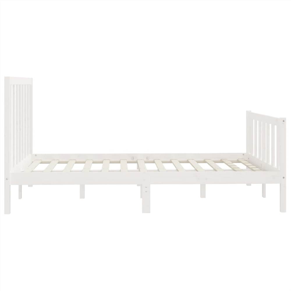 Bed Frame White Solid Wood 150x200 cm 5FT King Size
