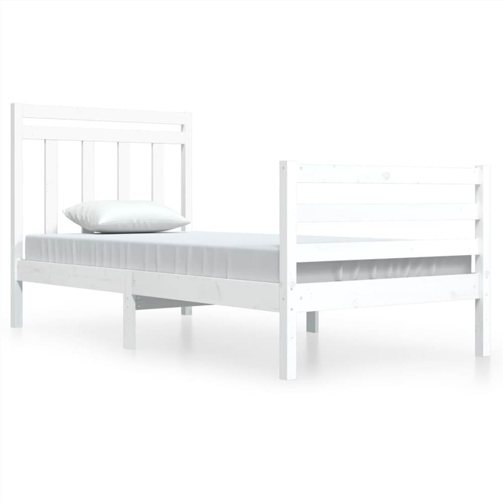 Bed Frame White Solid Wood 90x200 cm