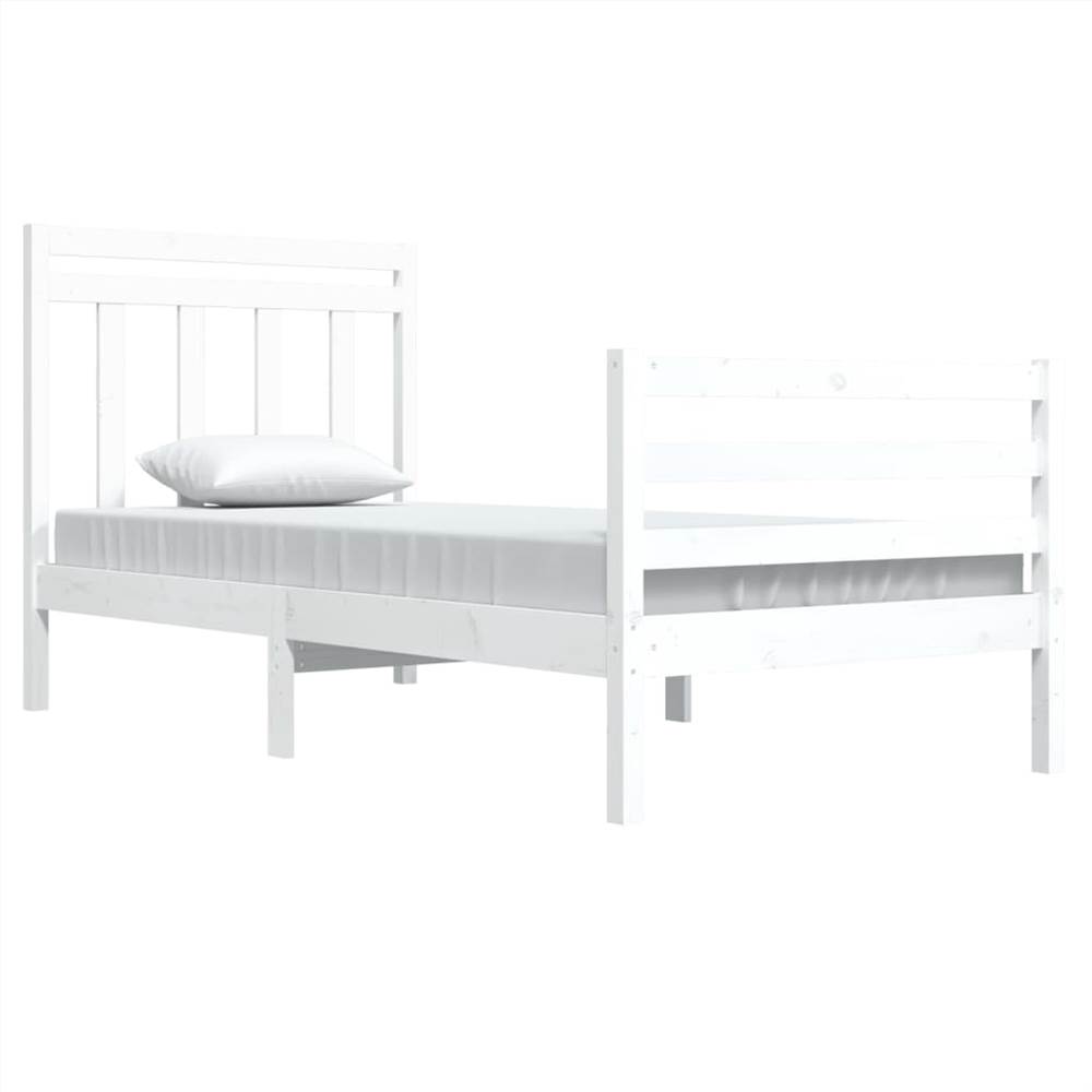 Bed Frame White Solid Wood 90x200 cm