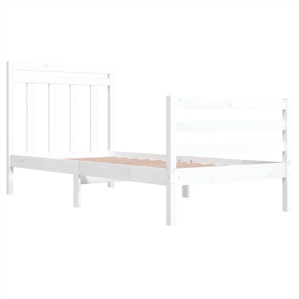 Bed Frame White Solid Wood 90x200 cm