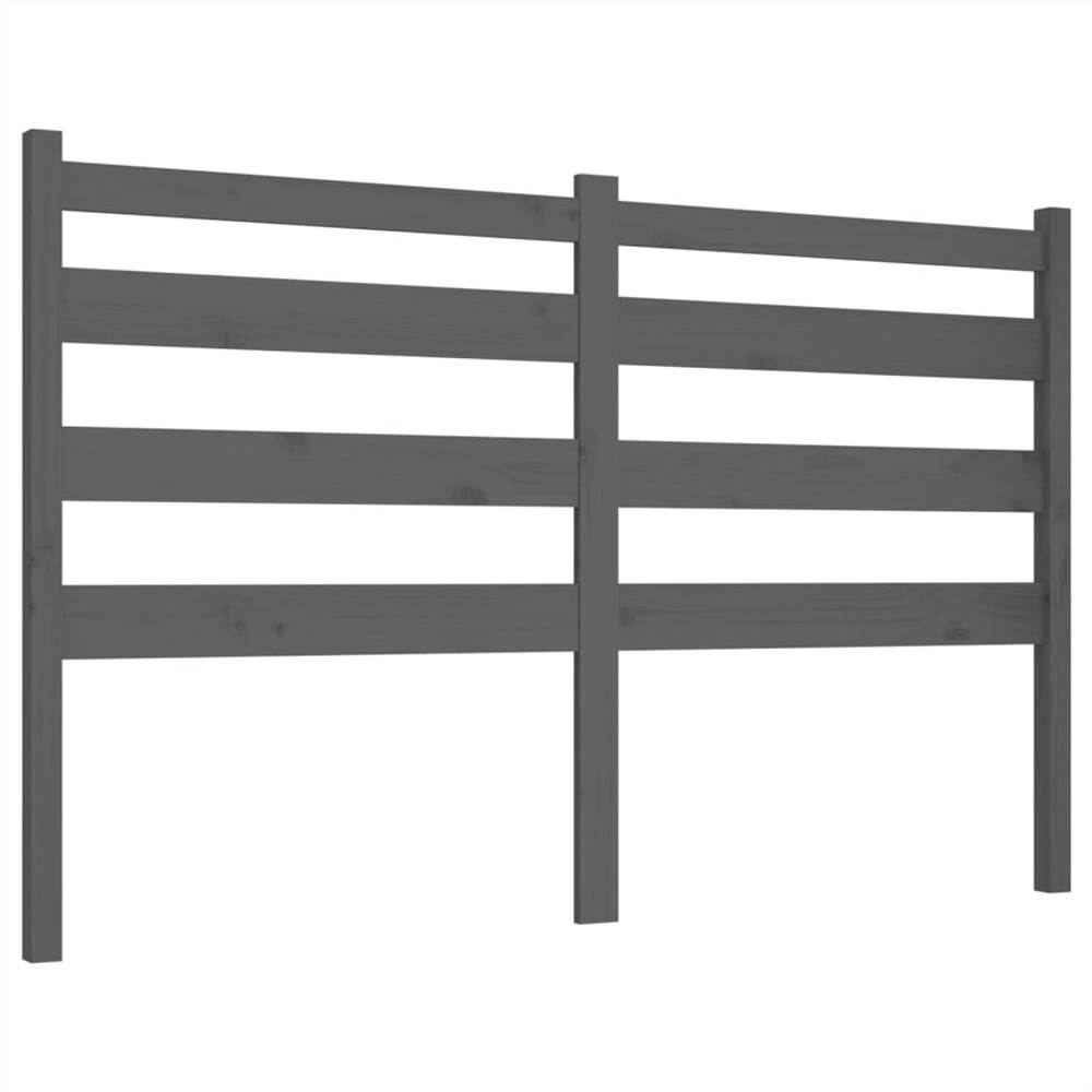 Bed Headboard Grey 126x4x100 cm Solid Wood Pine