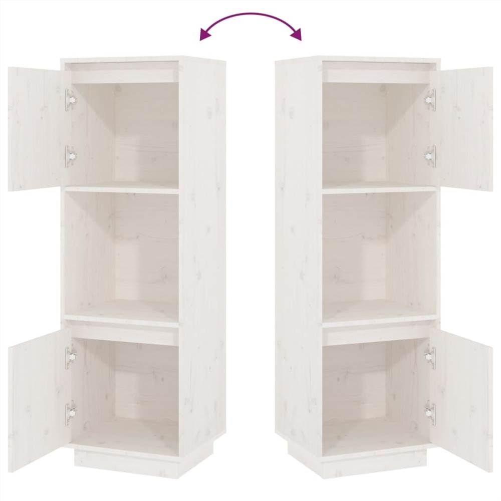 Highboard White 38x35x117 cm Solid Wood Pine
