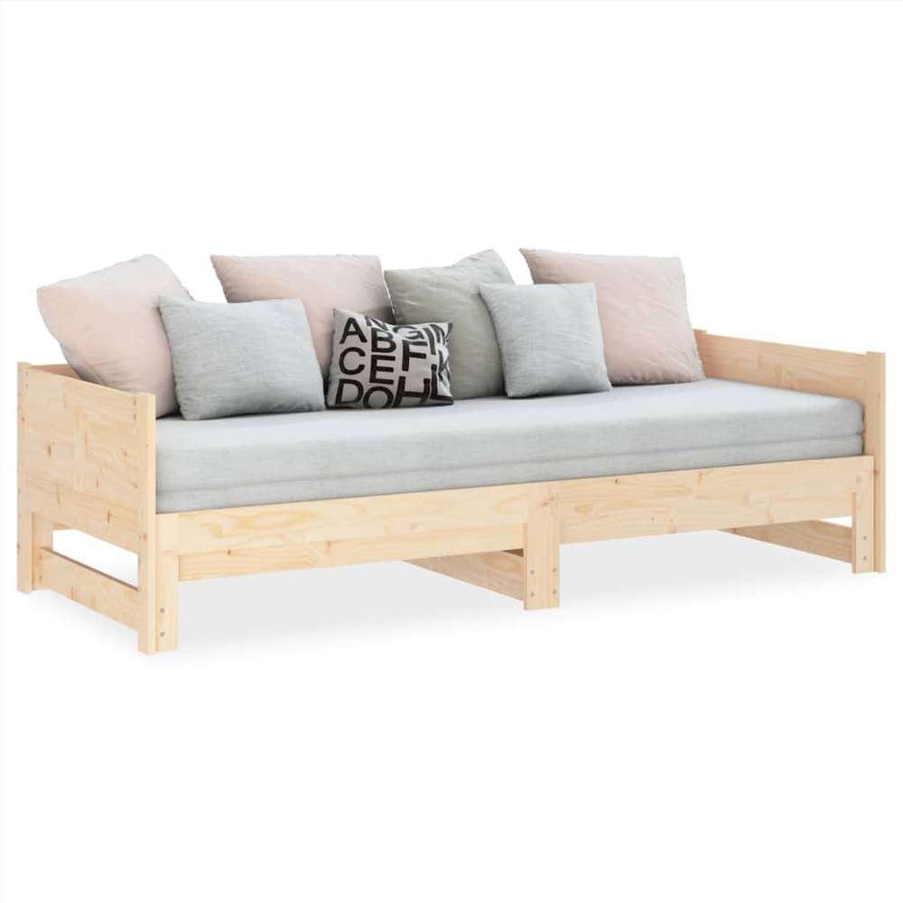 Pull-out Day Bed Solid Wood Pine 2x(80x200) cm
