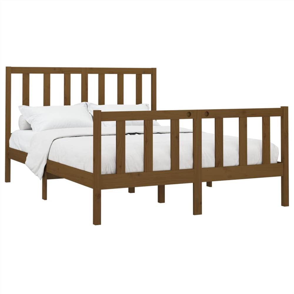 Bed Frame Honey Brown Solid Wood Pine 150x200 cm 5FT King Size