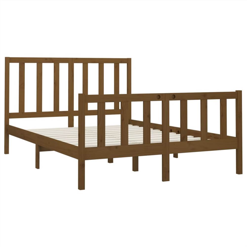 Bed Frame Honey Brown Solid Wood Pine 150x200 cm 5FT King Size
