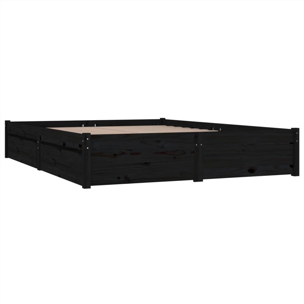 Bed Frame with Drawers Black 150x200 cm 5FT King Size