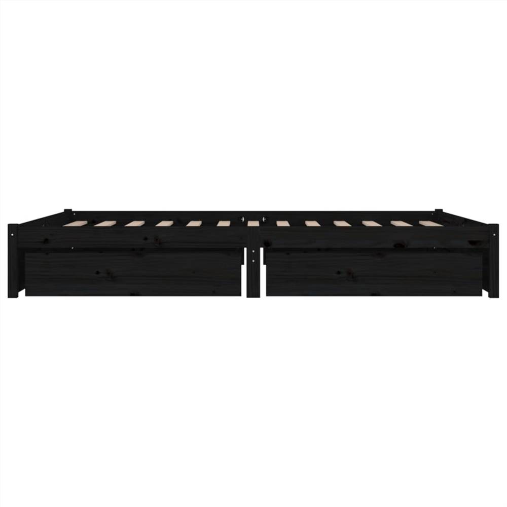 Bed Frame with Drawers Black 150x200 cm 5FT King Size