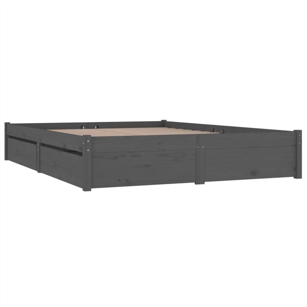 Bed Frame with Drawers Grey 140x190 cm