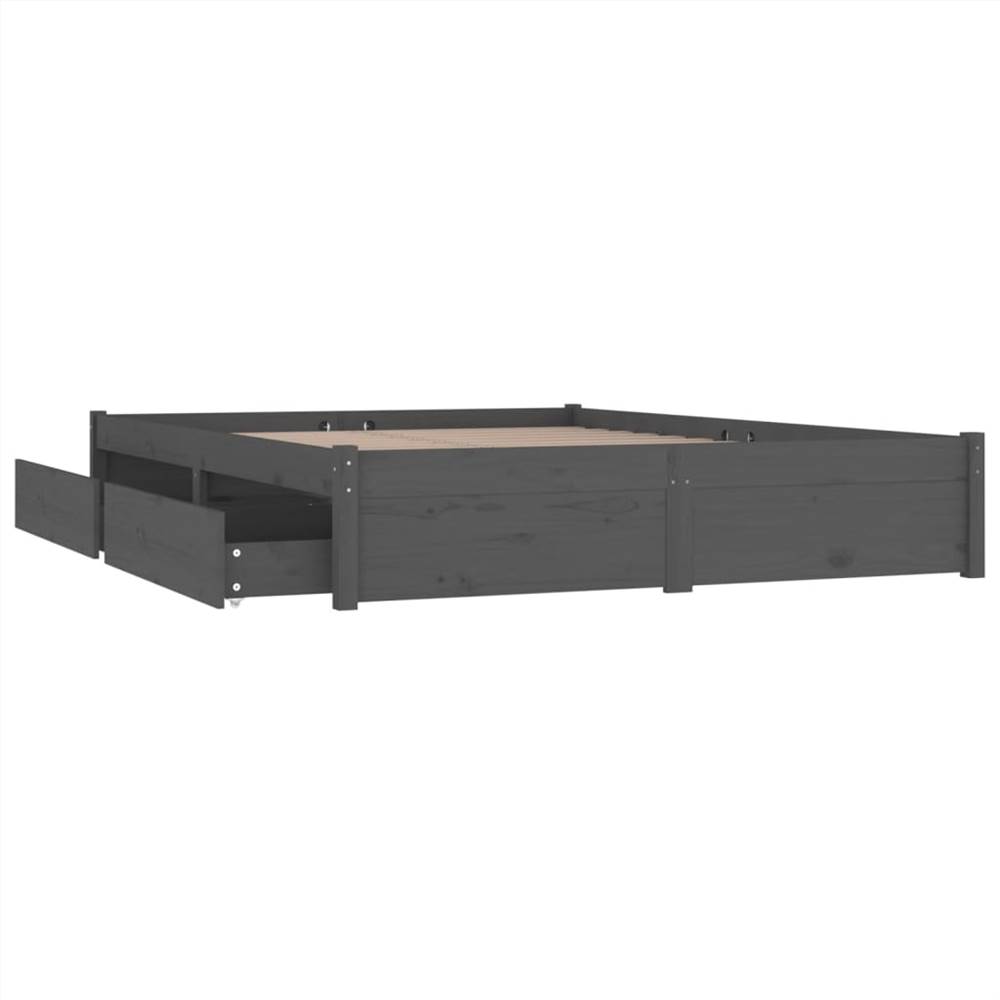 Bed Frame with Drawers Grey 140x190 cm