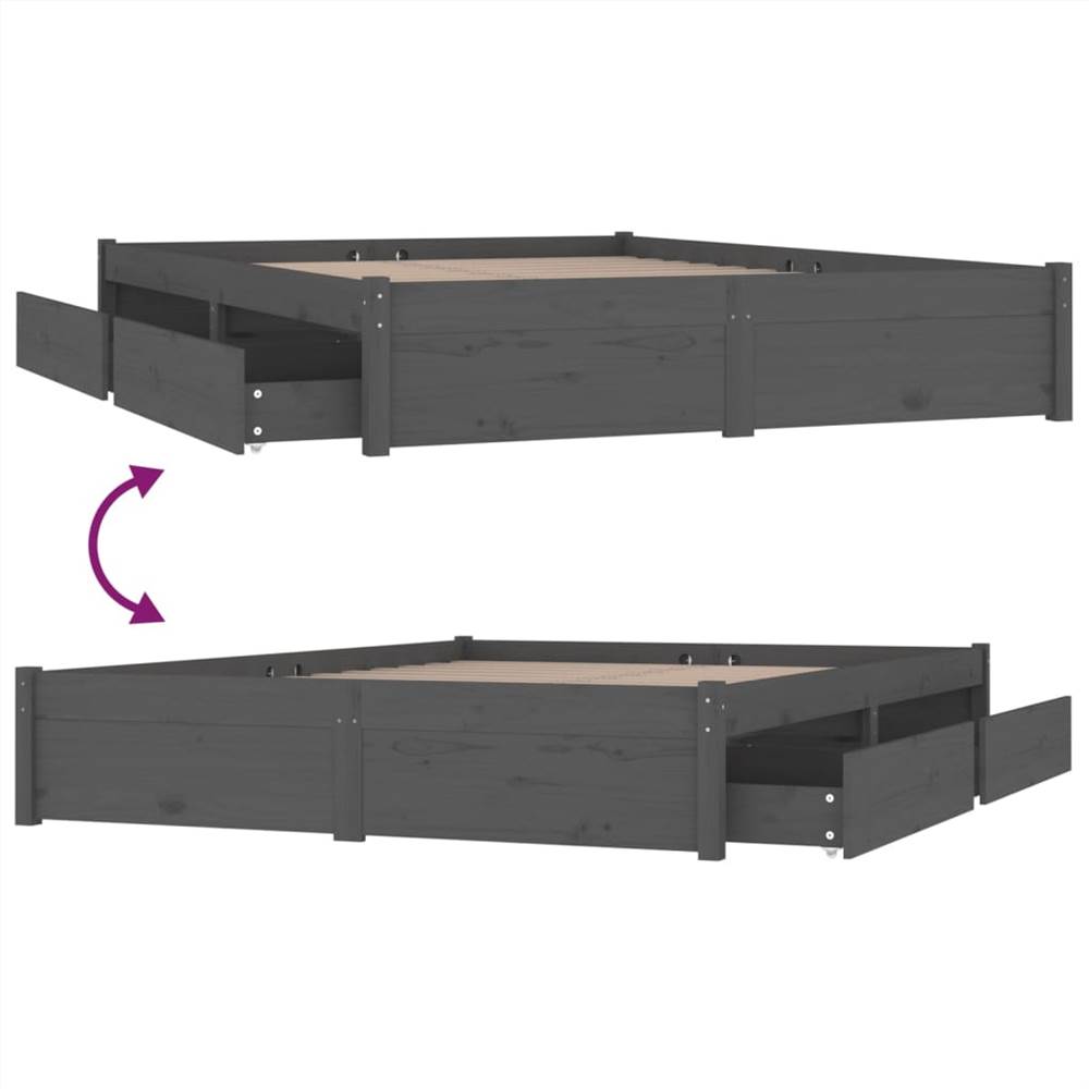 Bed Frame with Drawers Grey 140x190 cm