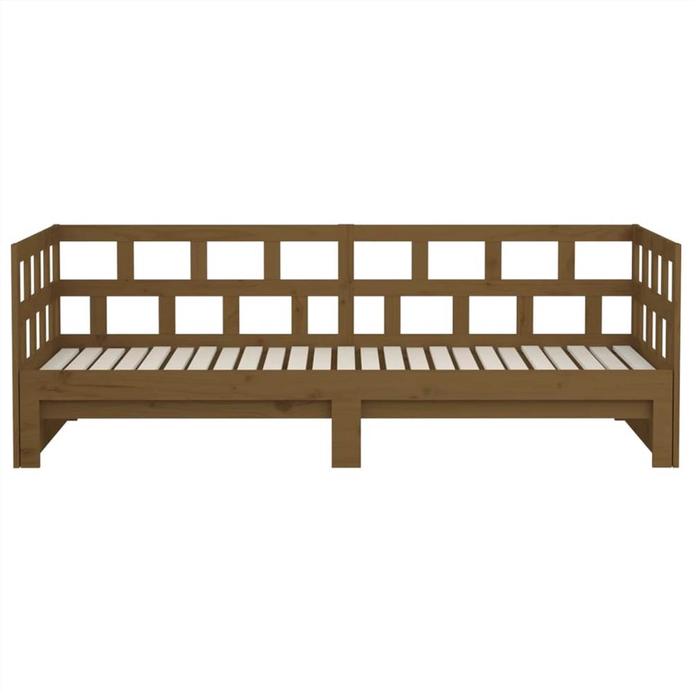Pull-out Day Bed Honey Brown Solid Wood Pine 2x(90x190) cm