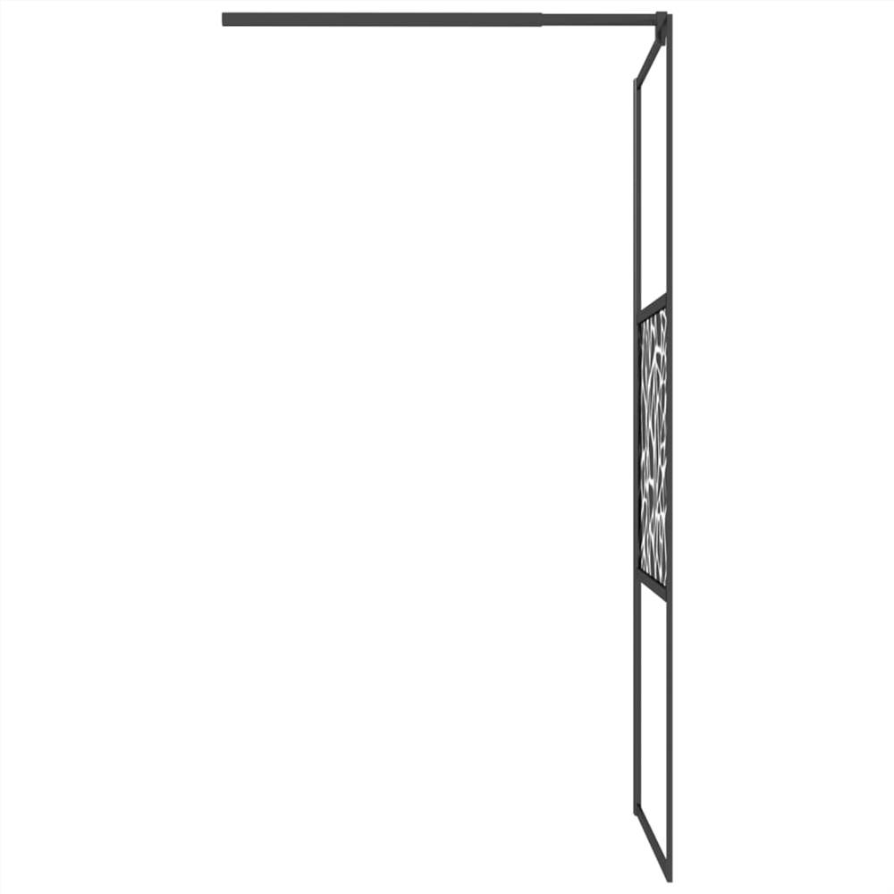 Walk-in Shower Wall 80x195cm ESG Glass with Stone Design Black