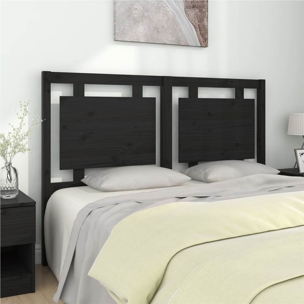 

Bed Headboard Black 145.5x4x100 cm Solid Pine Wood