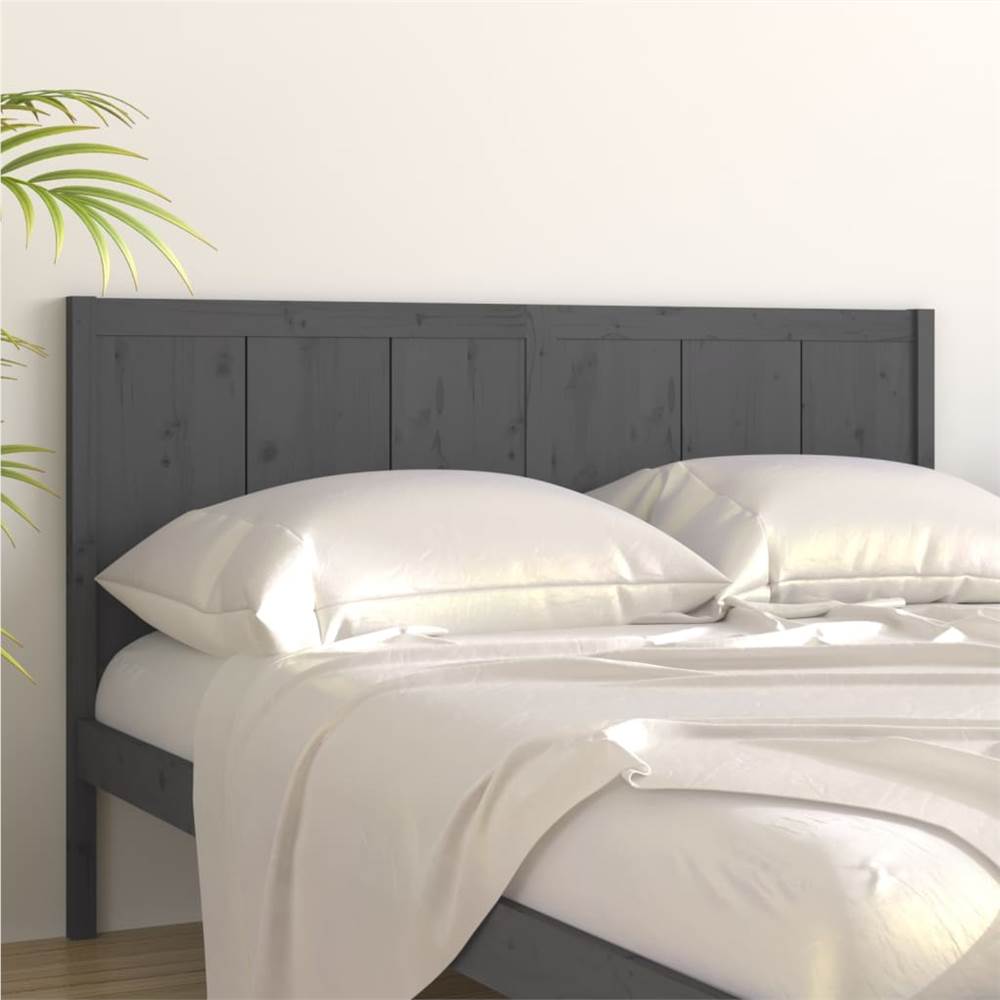 Bed Headboard Grey 165.5x4x100 cm Solid Pine Wood