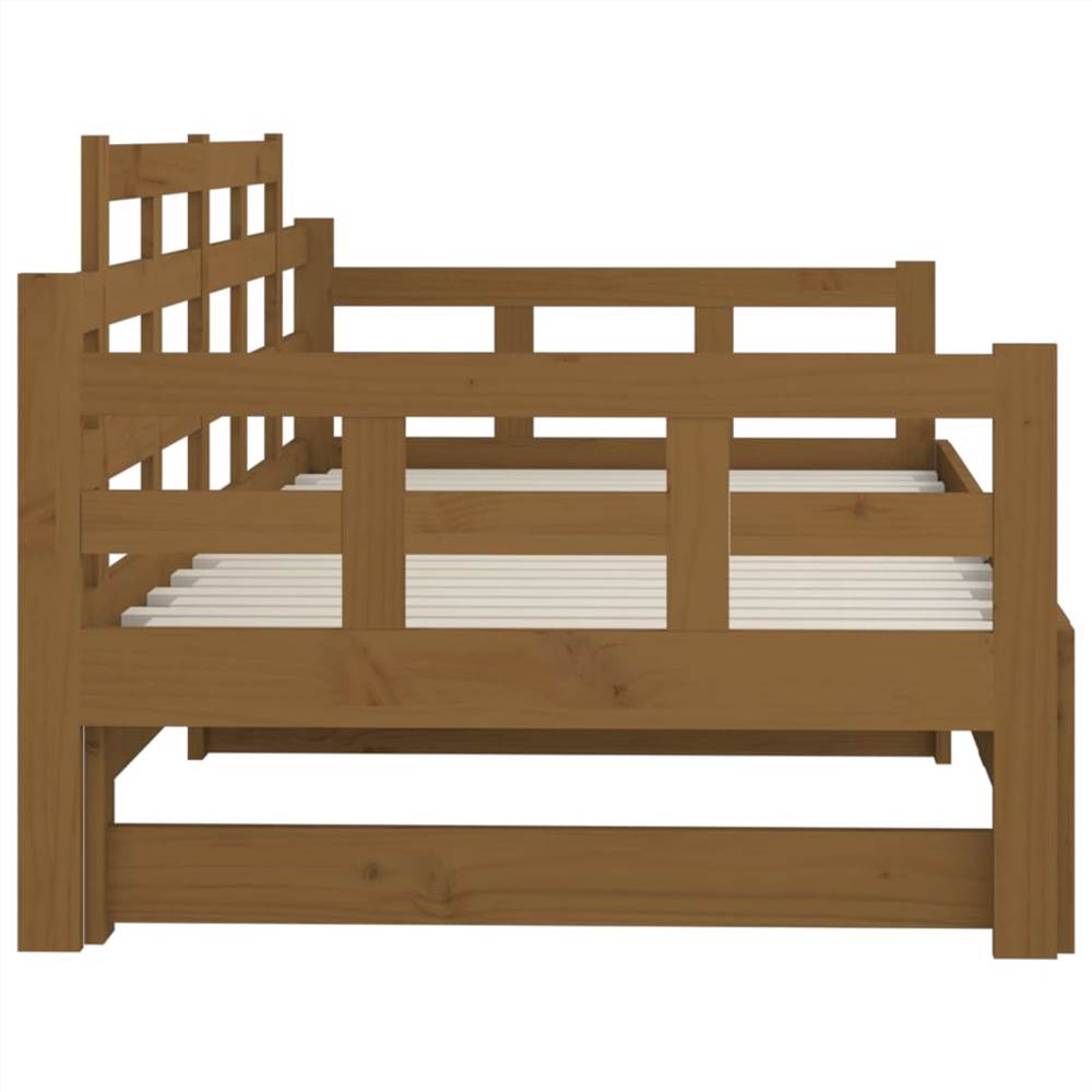 Pull-out Day Bed Honey Brown Solid Wood Pine 2x(90x200) cm