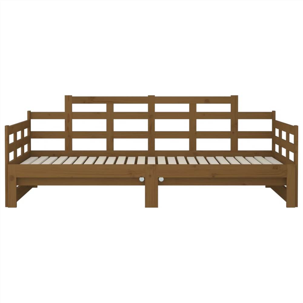 Pull-out Day Bed Honey Brown Solid Wood Pine 2x(90x200) cm