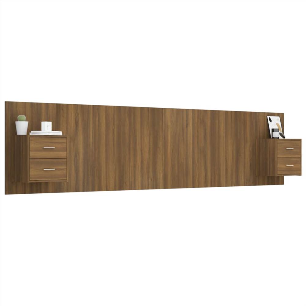 Bed Headboard with Cabinets Brown Oak Engineered Wood