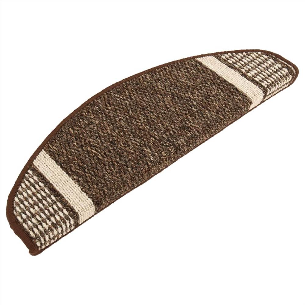 Self-adhesive Carpet Stair Treads 15 pcs Dark Brown 65x25 cm