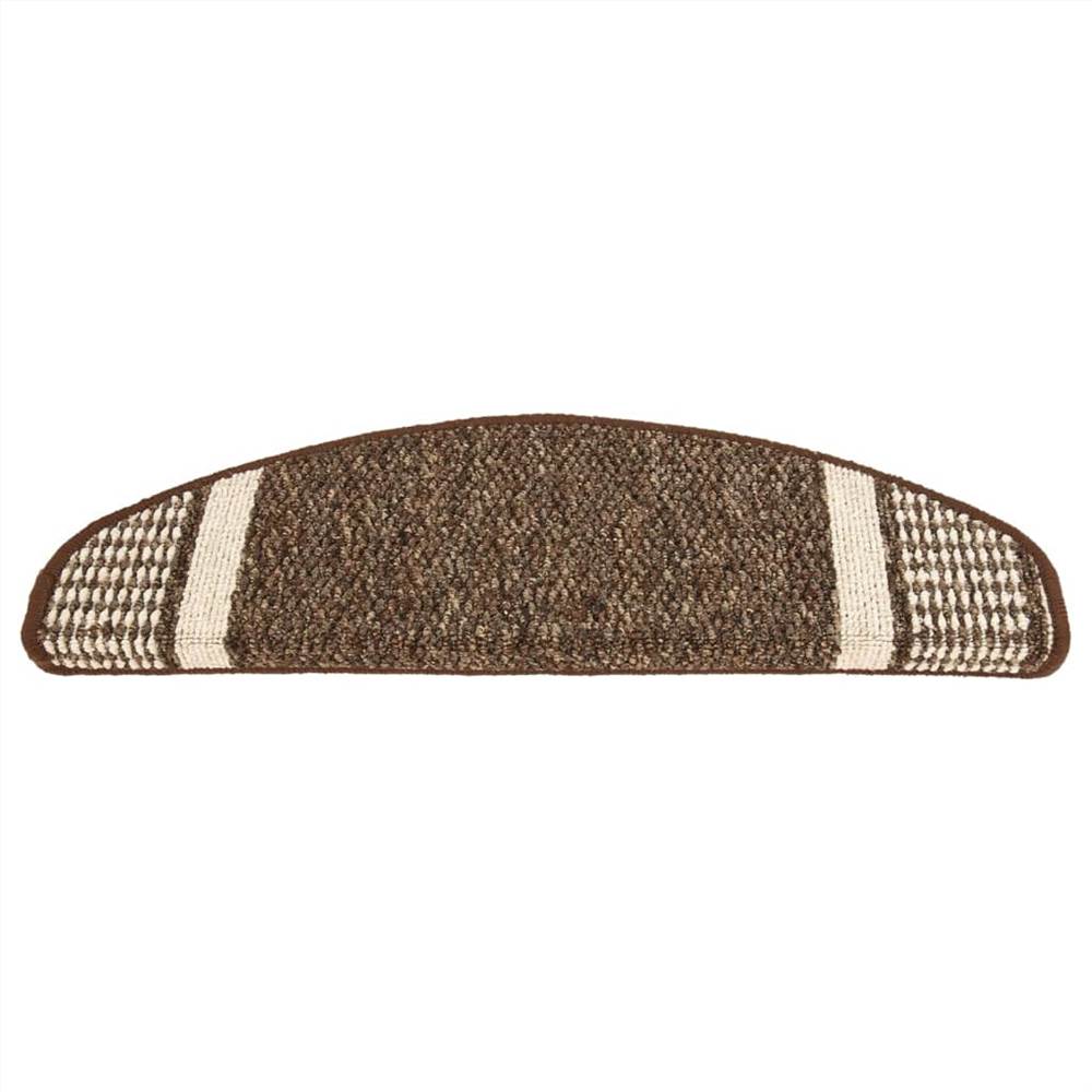 Self-adhesive Carpet Stair Treads 15 pcs Dark Brown 65x25 cm