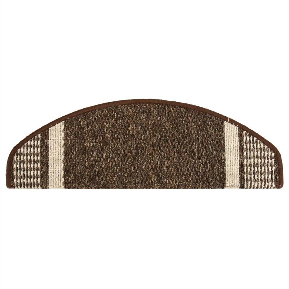 Self-adhesive Carpet Stair Treads 15 pcs Dark Brown 65x25 cm