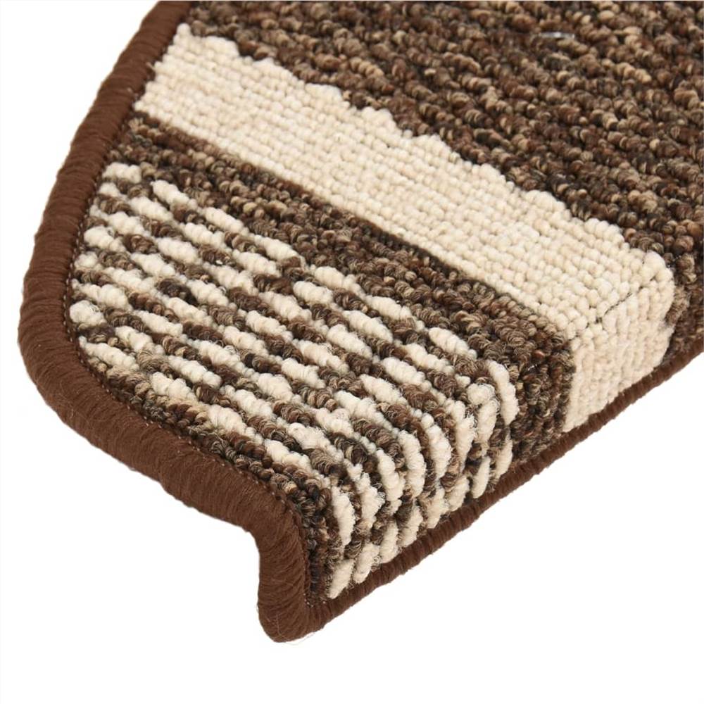 Self-adhesive Carpet Stair Treads 15 pcs Dark Brown 65x25 cm