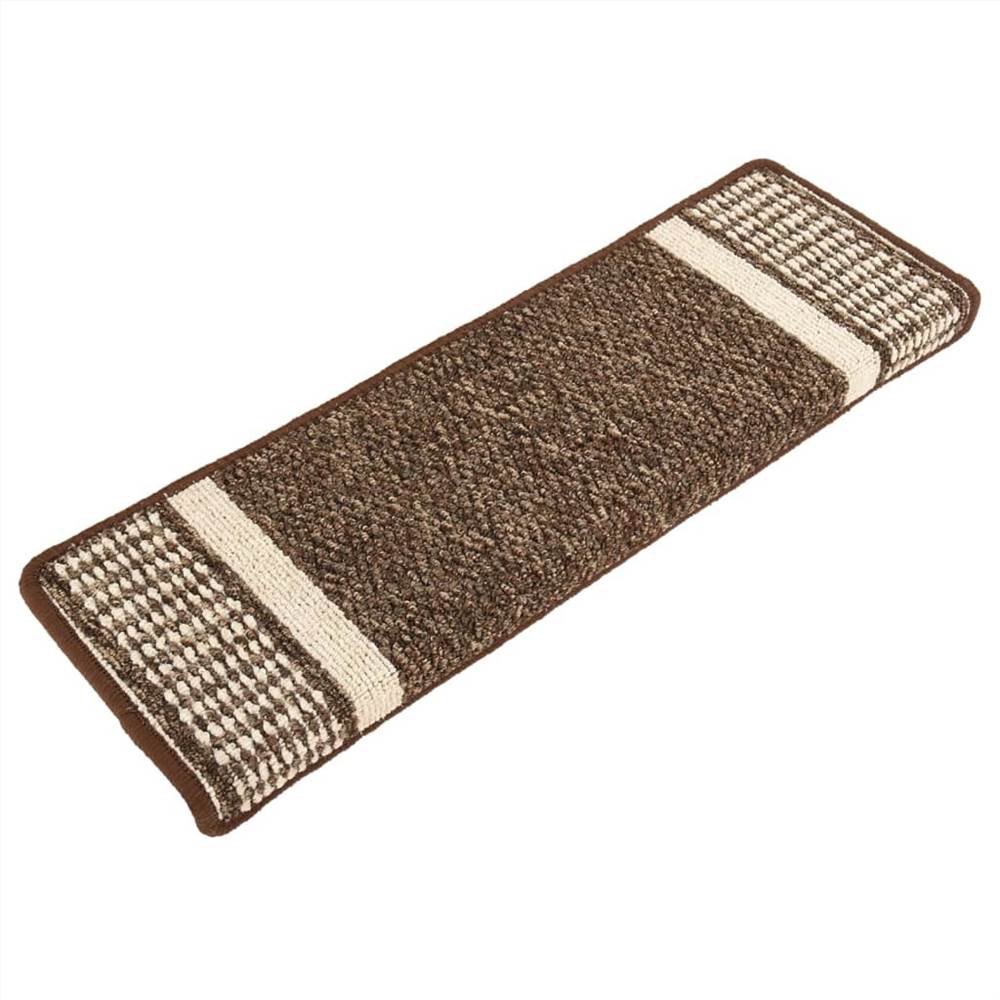 Self-adhesive Carpet Stair Treads 15 pcs Dark Brown 65x25 cm