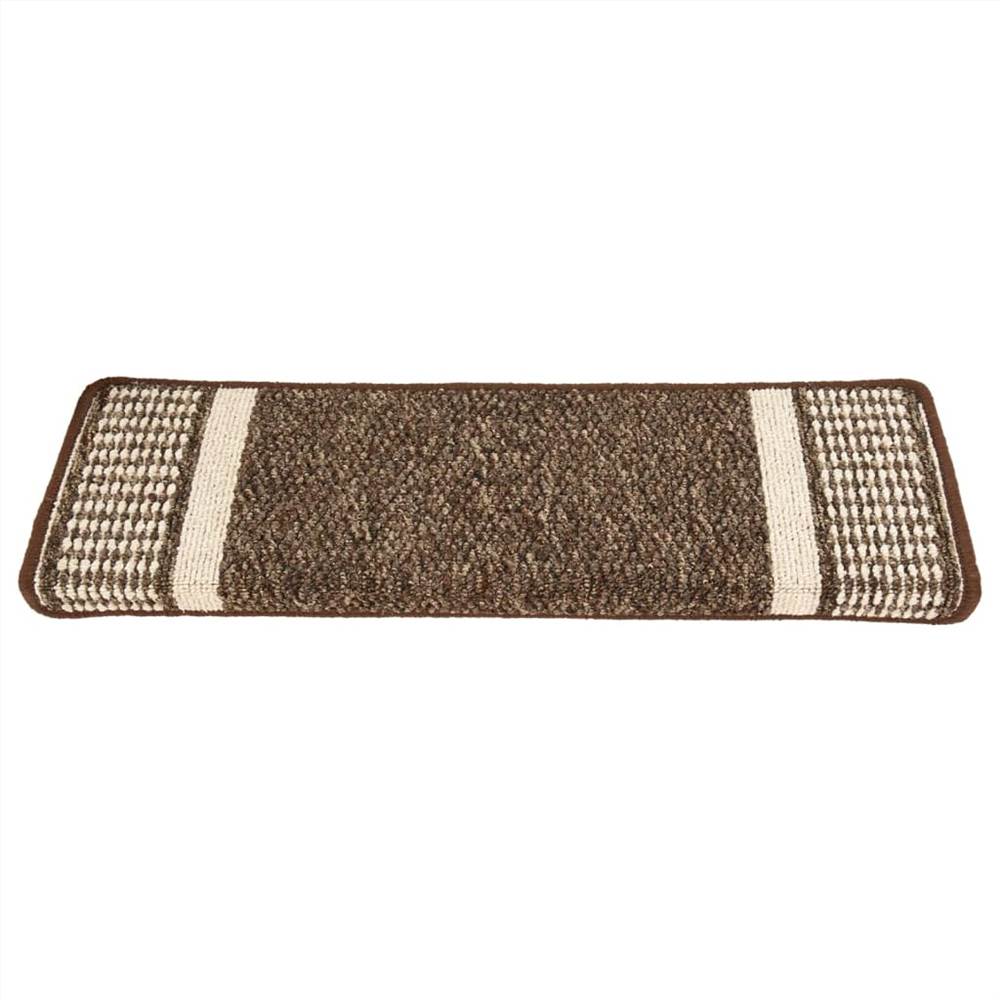 Self-adhesive Carpet Stair Treads 15 pcs Dark Brown 65x25 cm