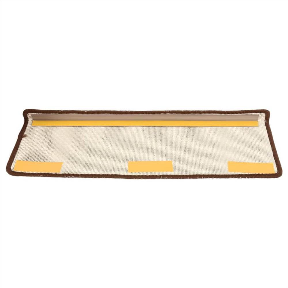 Self-adhesive Carpet Stair Treads 15 pcs Dark Brown 65x25 cm