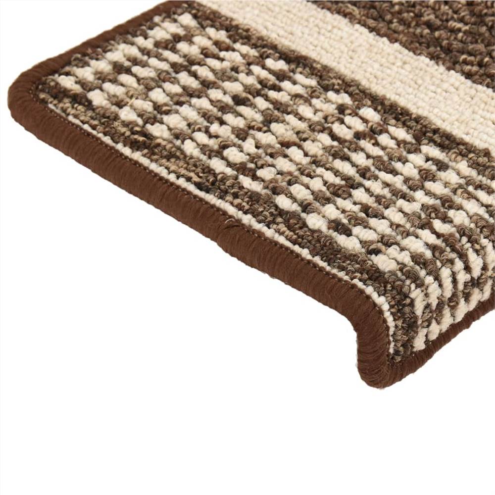 Self-adhesive Carpet Stair Treads 15 pcs Dark Brown 65x25 cm