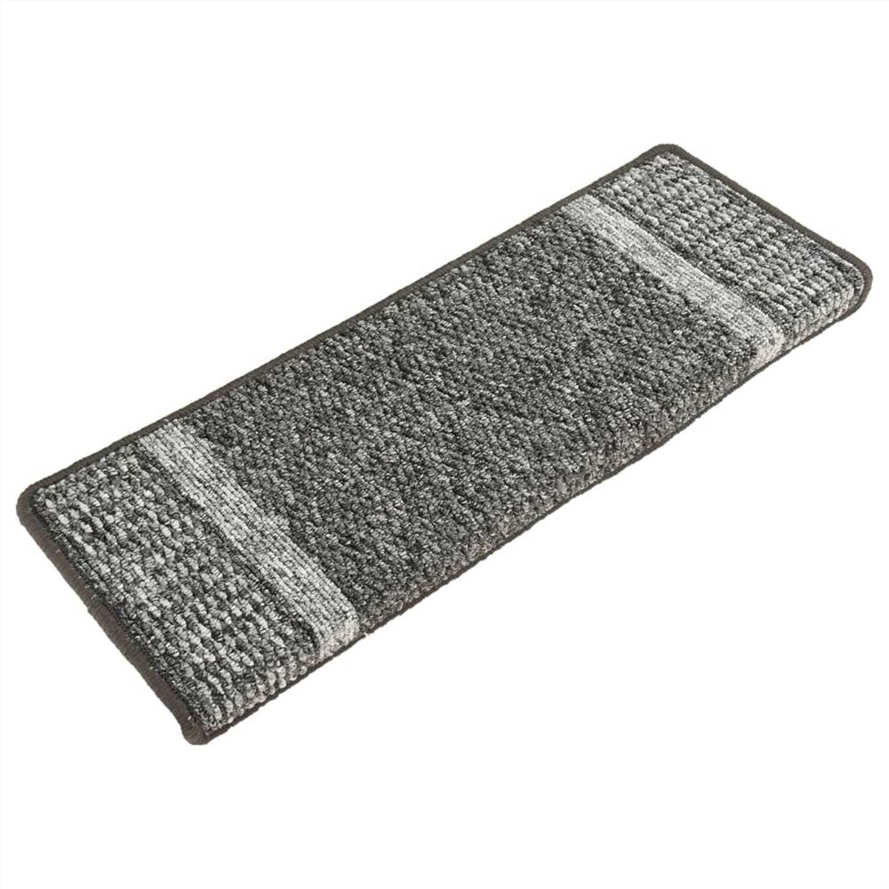 Self-adhesive Carpet Stair Treads 15 pcs Grey 65x25 cm