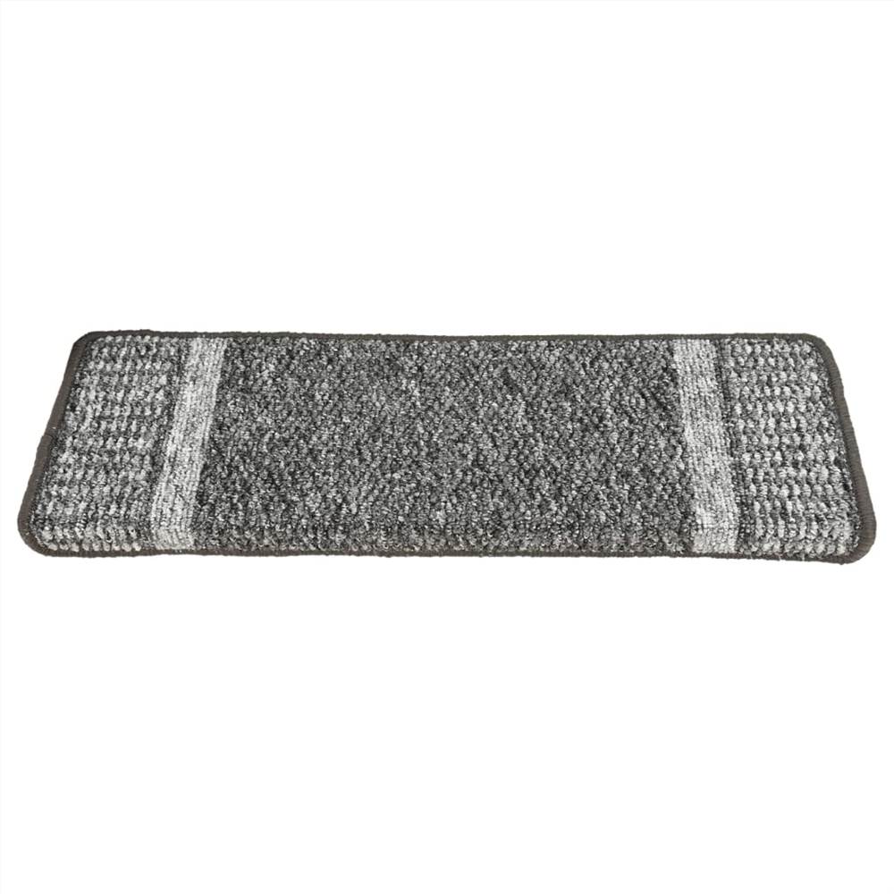Self-adhesive Carpet Stair Treads 15 pcs Grey 65x25 cm