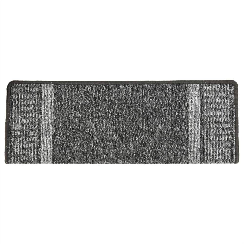 Self-adhesive Carpet Stair Treads 15 pcs Grey 65x25 cm